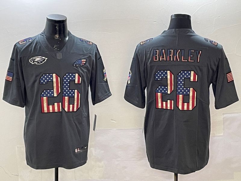 Men Philadelphia Eagles #26 Barkley Black National Flag 2025 Nike Vapor Limited NFL Jersey style 3